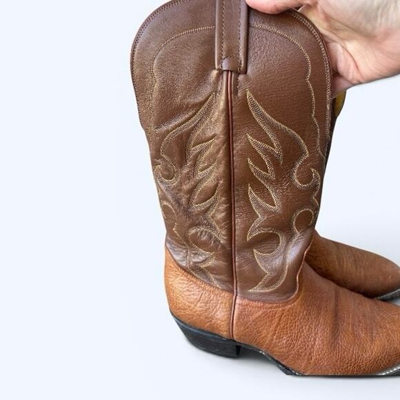 Nocona Cowboy Boots Men’s 9.5D Brown Leather Western Made in USA Classic Vintage main image 15